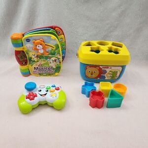 VTech Musical Rhymes Book and Fisher-Price Shape Sorter Toy Set - Multicolor